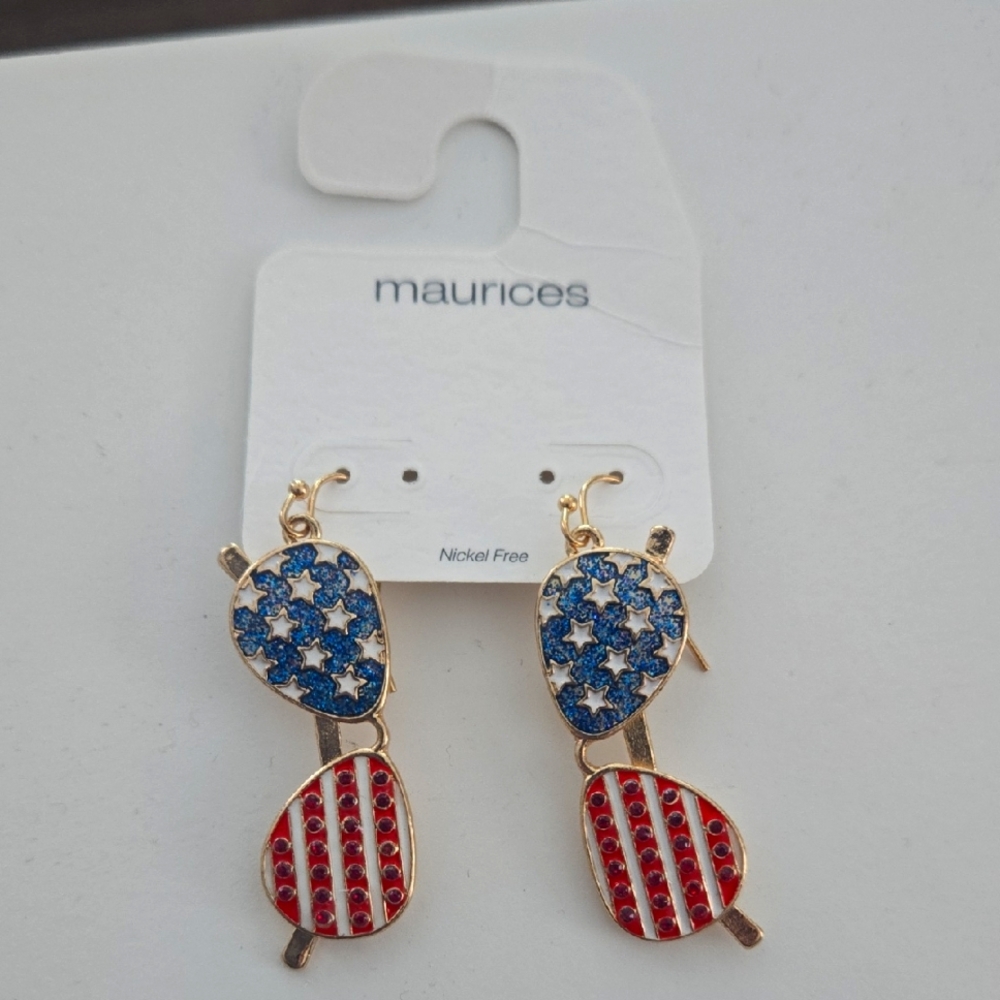 Maurices Gold-Tone Star and Stripe Earrings